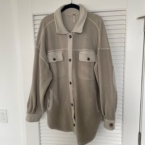 Tan/grey Free People oversized Shacket.